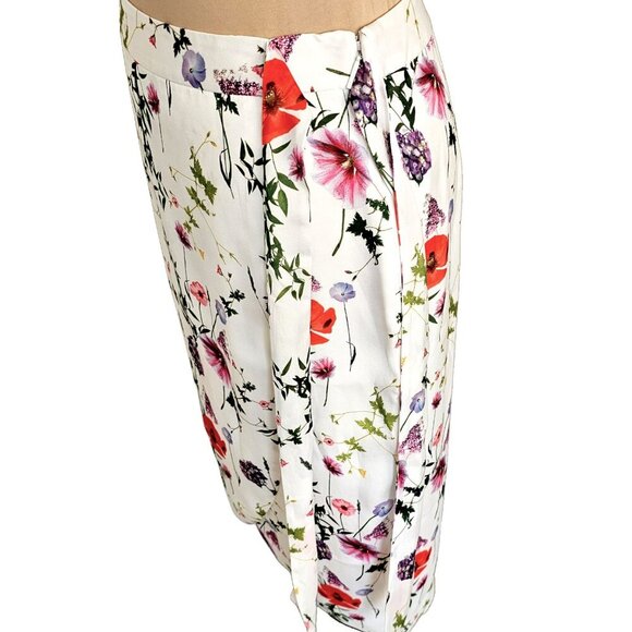 Ted Baker NWOT White Midi Skirt With Faux Waist Tie and Flowers Sz 1 4 - Picture 9 of 16
